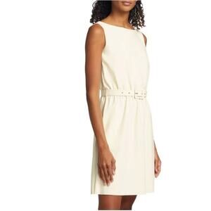 Chiara Boni Renatha Jersey Mini Dress Cream Sleeveless NEW Size 12 Missing Belt